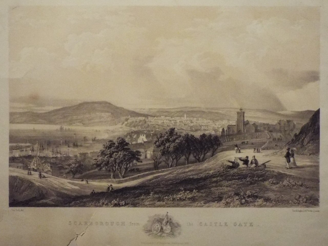 Lithograph - Scarborough from the Castle Gate.